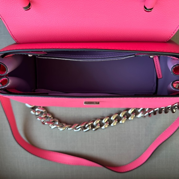 Versace Top Handle Bag FlamingoPink La Medusa Vitello Leather Crossbody Tags NEW - Picture 9 of 13